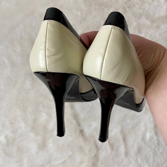 Nine West Black & Cream Leather Heels - Picture 3 of 9